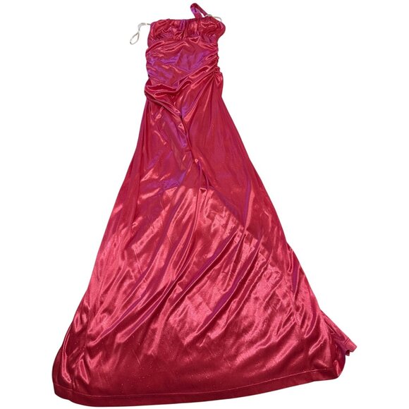 Women's Sequin Hearts Glittery Pink Formal Prom Dress Maxi Length Junior Size S - Picture 3 of 12